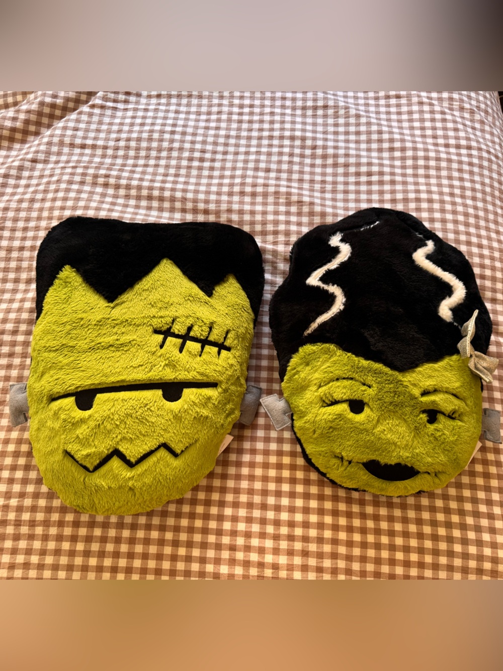 Plush Frankenstein Monster Pillows - Green and Black